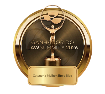 Selo de vencedor — Law Summit 2026, categoria Melhor Site e Blog